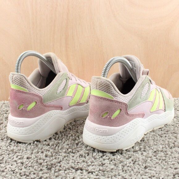 Adidas Crazychaos Sneakers Youth Girls 4.5 Pink Green Suede Mesh - Picture 10 of 12